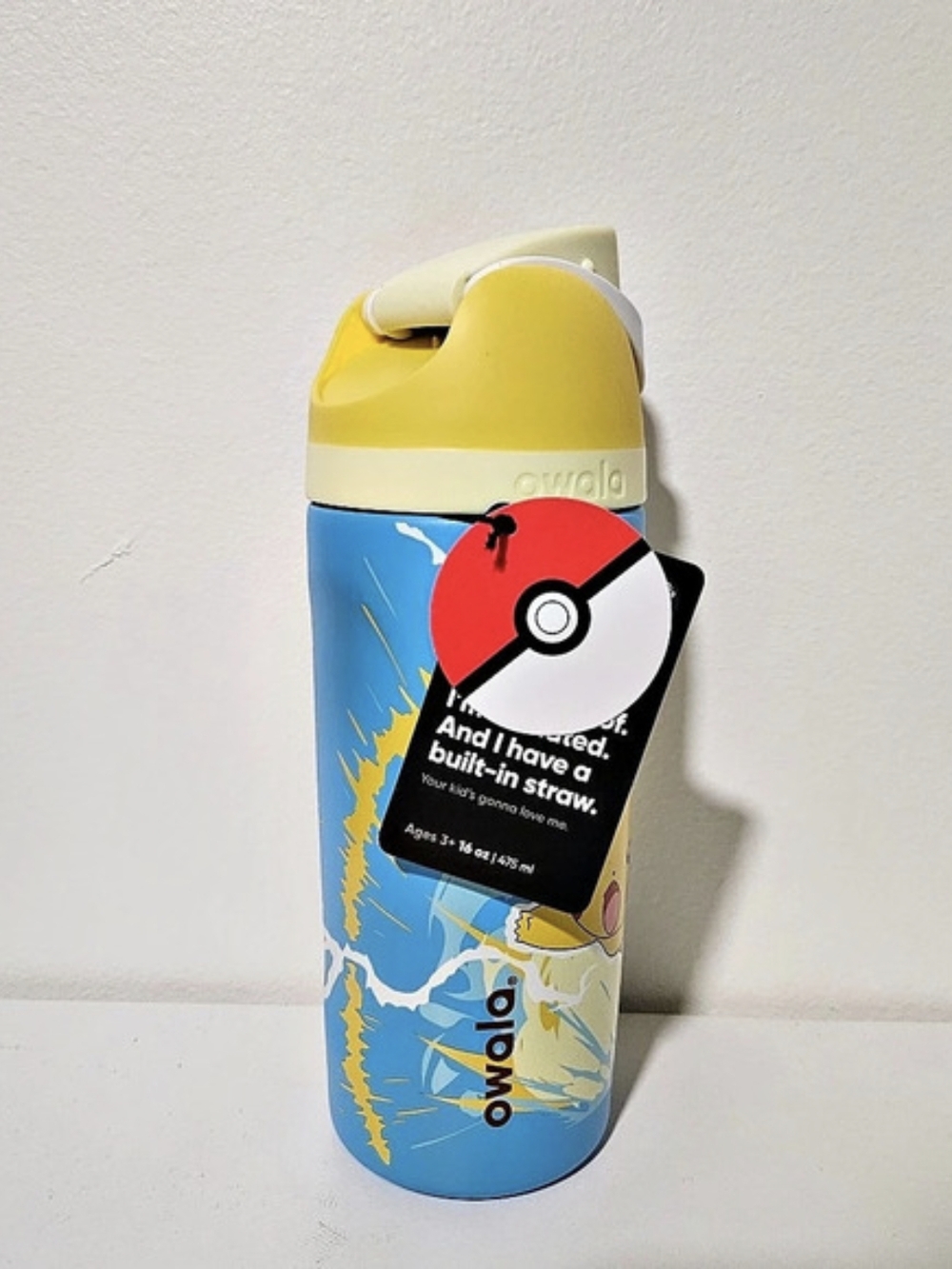Owala x Pokémon FreeSip Water Bottle Pikachu I Choose You 16oz Pikachu Blue &